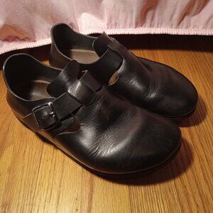 Birkenstock London Oiled Leather Black Shoes Women's size 6.5/37 Medium/Narrow